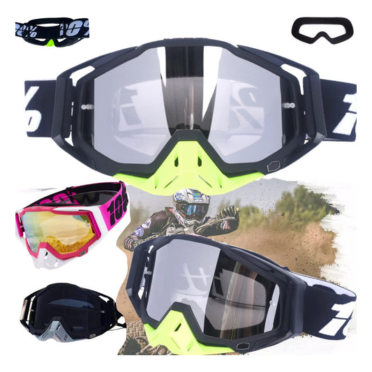Antiparras Gafas Uv Motocross Scooter Moto Snowboard Norplat Verde Plateado Adulto