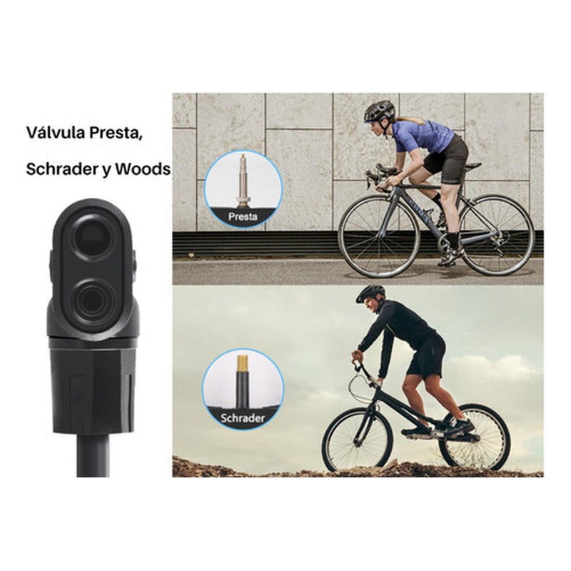 Bombin De Pie 120psi Valvulas Presta Schrader Bici - Norplat