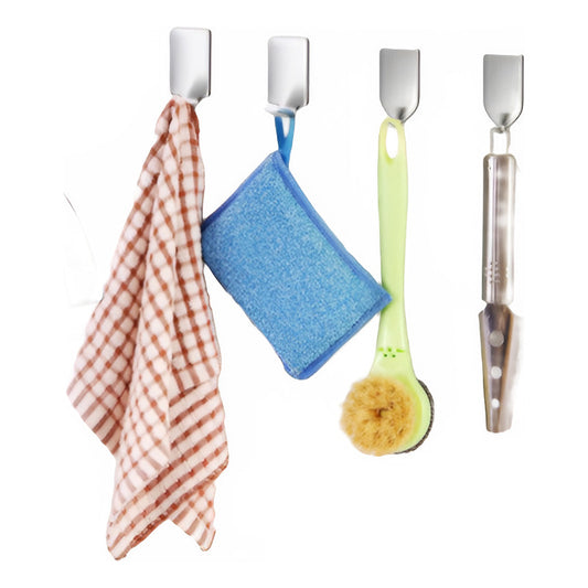 Pack De 10 Colgadores Percha Fino Baño Organizador Adhesivo Plateado