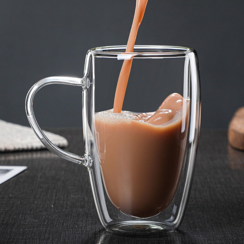 Taza Café Leche Te Doble Pared 350ml Frio Caliente - Cukin Transparente Doble Vidrio 350