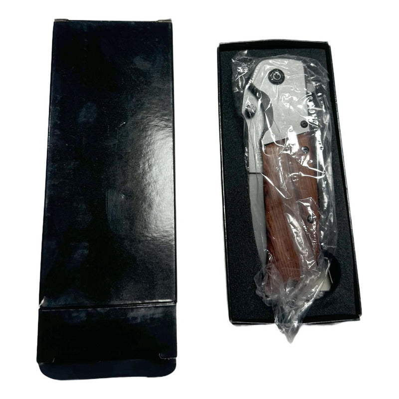 Cuchillo Automatico Norplat Navaja Retractil Mango Madera