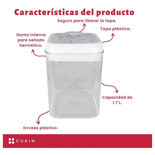 Contenedor Alimentos Hermético Cierra Fácil 1.7 Lts - Cukin