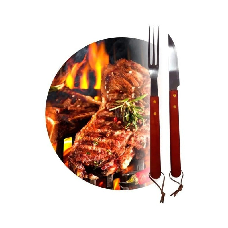 Set Parrillero Para Asado Cuchillo Tenedor Acero Inoxidable