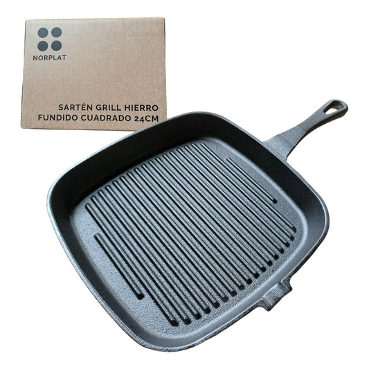 Sartén Bifera Churrasquera Grill Hierro Fundido 24cm Norplat