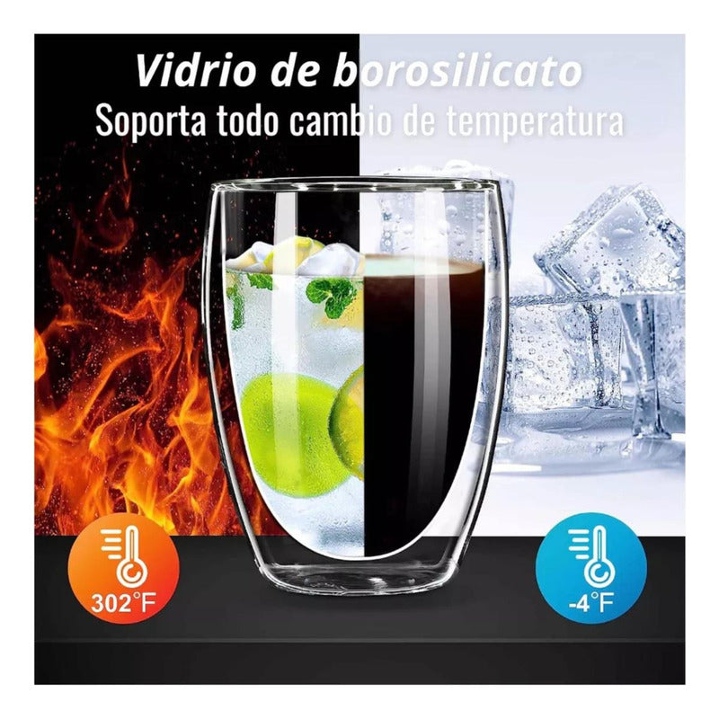 Taza Cafe Doble Vidrio Te Vaso Mug Tapa Antiderrame Norplat