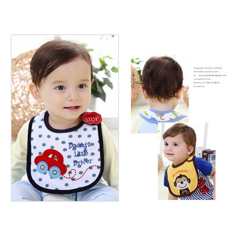 Pack 3 Baberos Impermeables Bebés Varios Diseños Infaltable