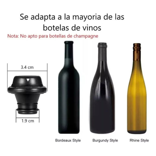 Vino Botella Bomba De Vacio 4 Tapones Extractor Aire - Cukin