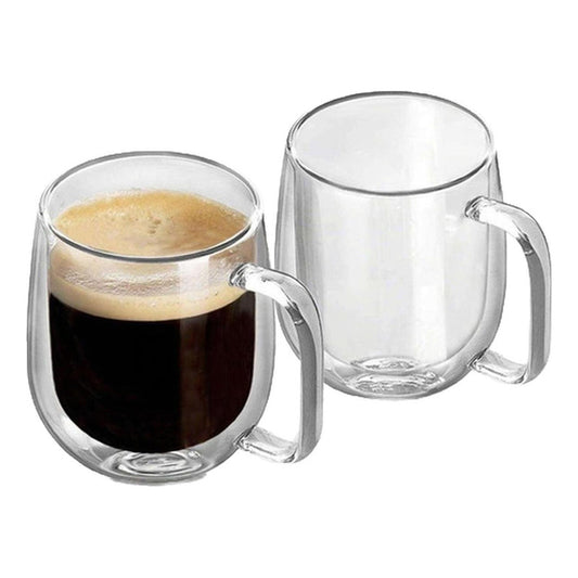 Set 2 Tazas Doble Pared Vidrio 250ml Cafe Cappuccino Norplat