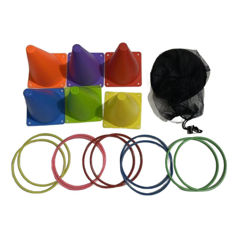 Kit Entrenamiento Norplat Con Cono Y Aros Agilidad Crossfit Multicolor