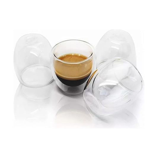 Set 4 Tazas Espresso Doble Pared 250ml Frio, Caliente Cukin