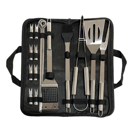 Set Parrillero 20 Piezas De Acero Inoxidable + Bolso Norplat