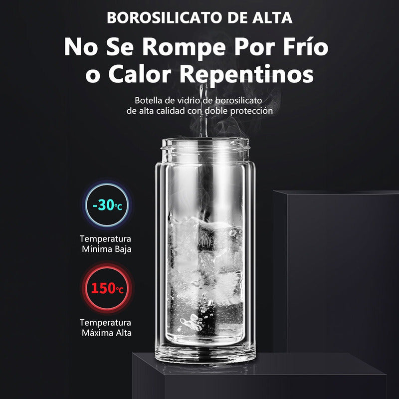 Botella Infusor Vidrio Borosilicato Infusión Separado De Té