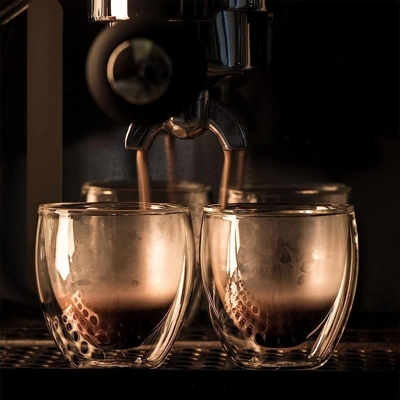 Set 4 Tazas Doble Vidrio Cafe Espresso Doble Pared - Norplat