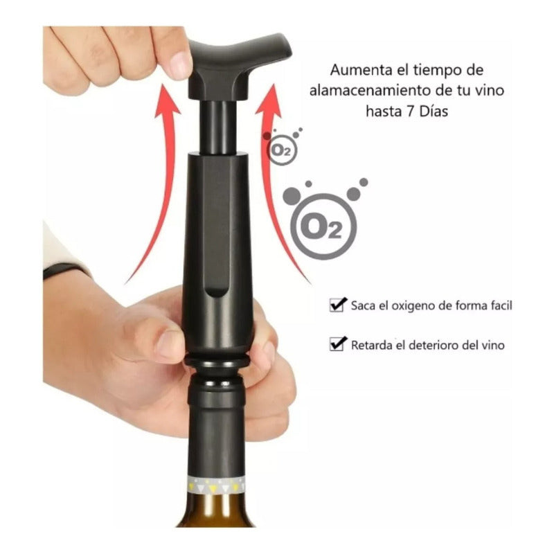 Vino Botella Bomba De Vacio 4 Tapones Extractor Aire - Cukin