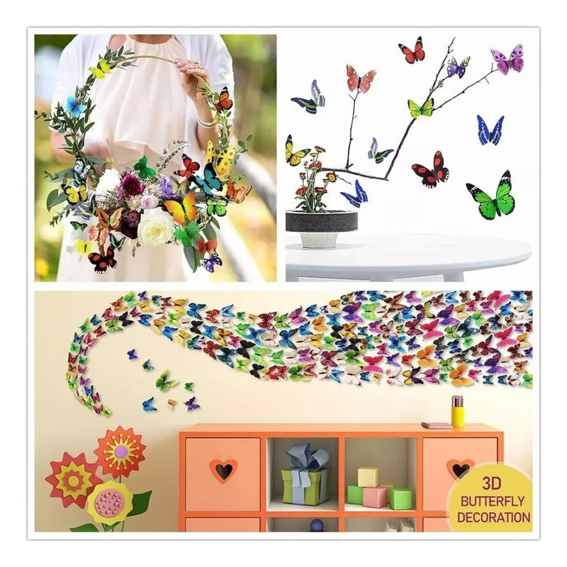 96pcs Mariposas Decorativas Pegatina 3d Calcomanía Etiqueta
