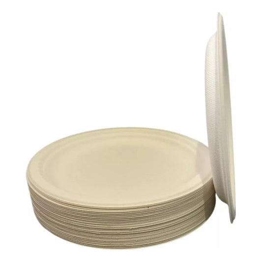 Platos De Pulpa Natural Compostable 22 Cms X 100 Uds - Cukin