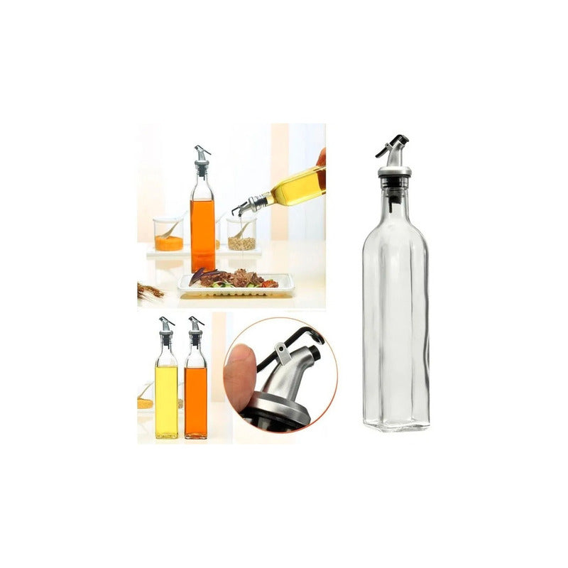 2 Botellas Vidrio 500ml Dispensador Aceitero Vinagre Norplat