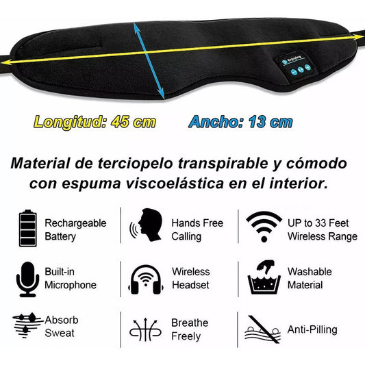 Antifaz Audífonos Bluetooth Inalámbricos Para Dormir Estéreo