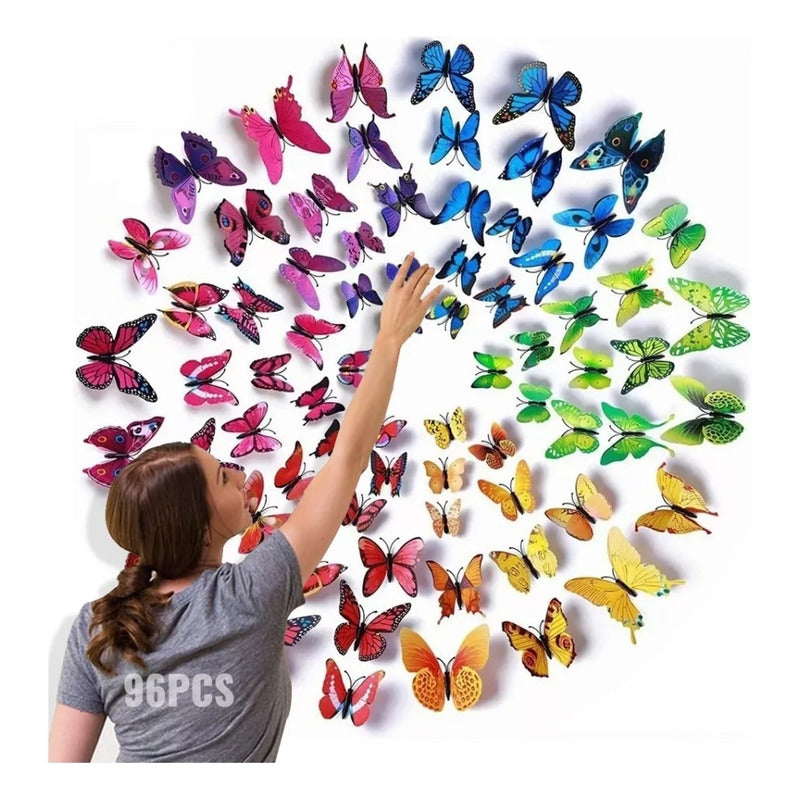 96pcs Mariposas Decorativas Pegatina 3d Calcomanía Etiqueta