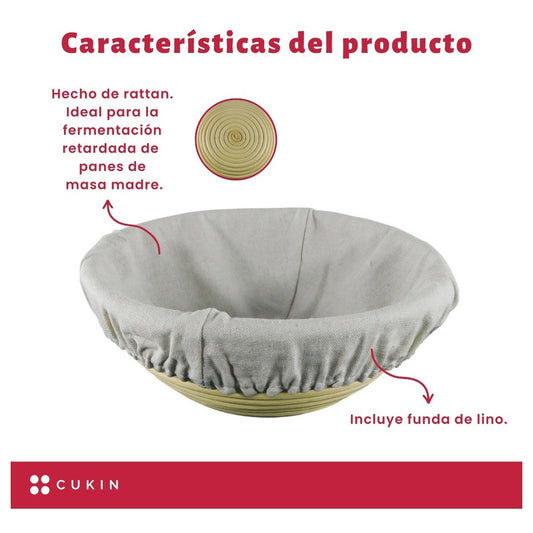 Banneton Redondo De Ø23 X 8.5cm - Cesta De Rattan - Cukin