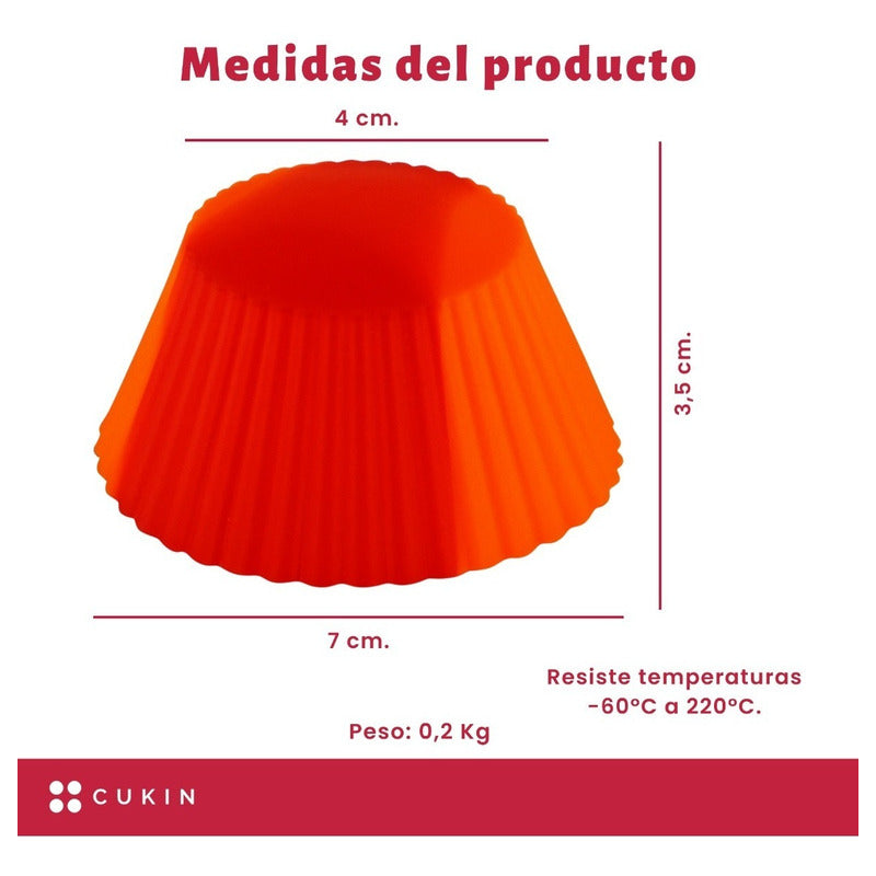 Set X 12 Moldes De Silicona P/ Muffin O Cupcake Ø7cm - Cukin