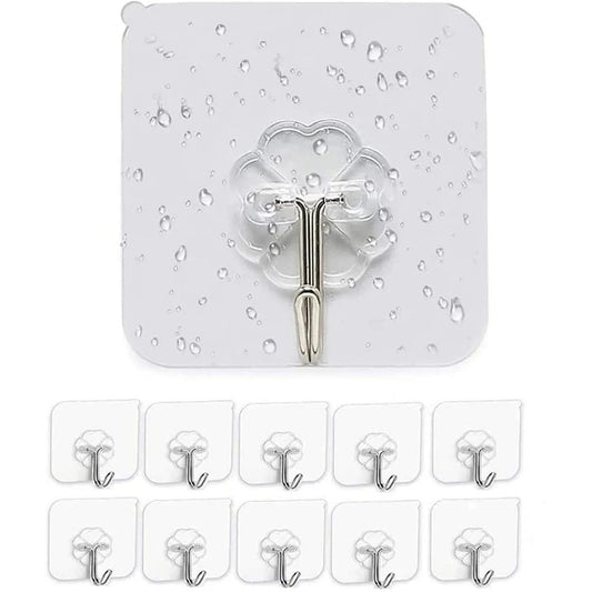 Pack 10 Unidades Gancho Para Pared / Metálico Con Adhesivo