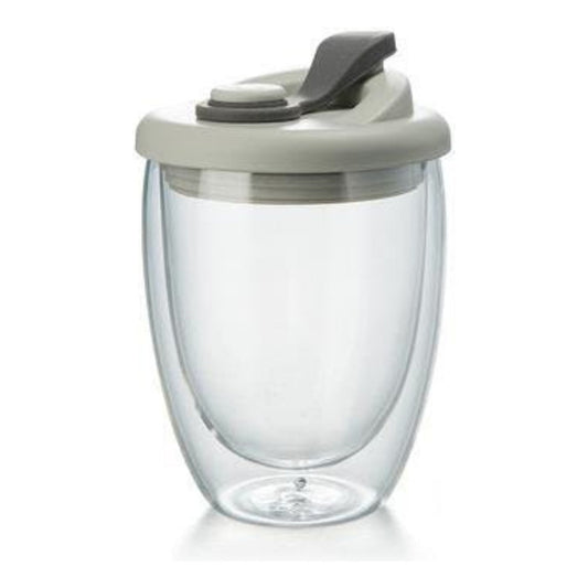 Taza Cafe Doble Vidrio Te Vaso Mug Tapa Antiderrame Norplat