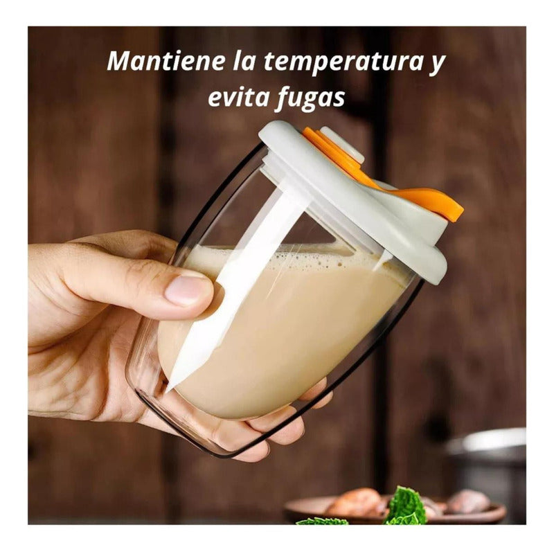Taza Cafe Doble Vidrio Te Vaso Mug Tapa Antiderrame Norplat