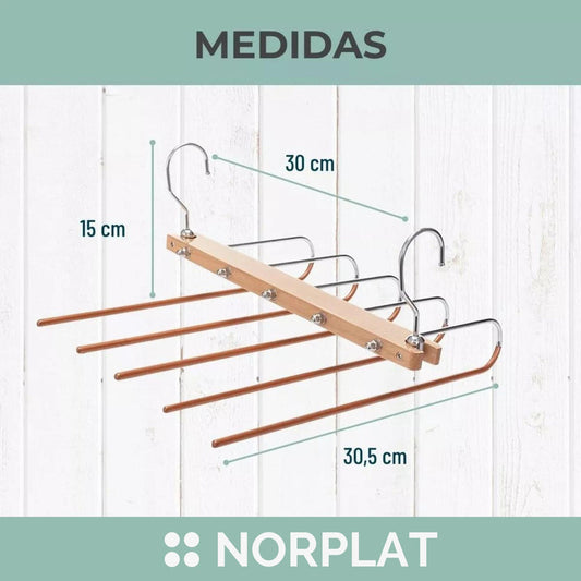Colgador Pantalones Ganchos 5 En 1 Antideslizante - Norplat