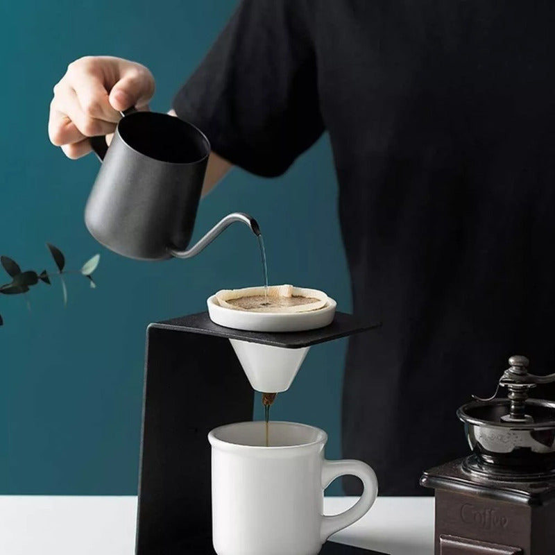 Tetera Cuello Cisne Negra 350 Ml Café Te De Acero Inoxidable