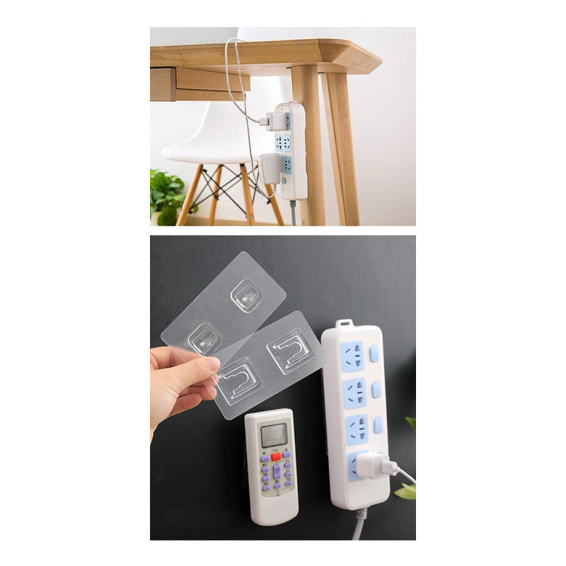 Ganchos De Pared 6x12 Dobles Adhesivos Doble Cara 10 Pares Transparente