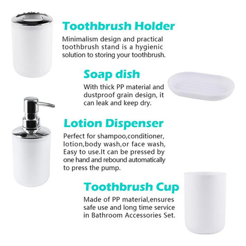 Set De Accesorios Para Baño - 6 Piezas - Norplat