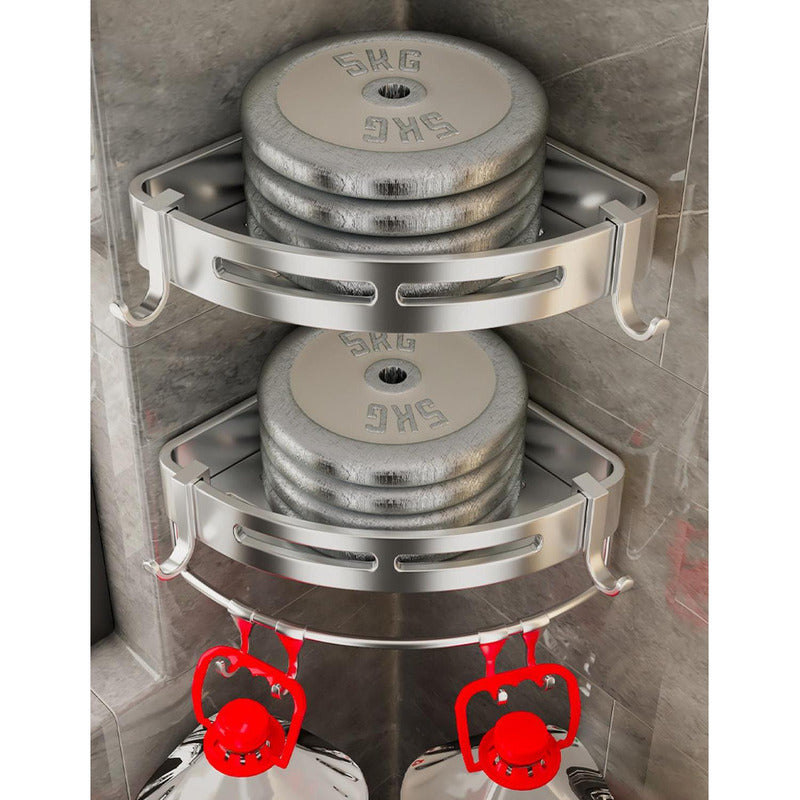 Repisas Esquineras Organizador Baño 2 Pisos Aluminio Norplat