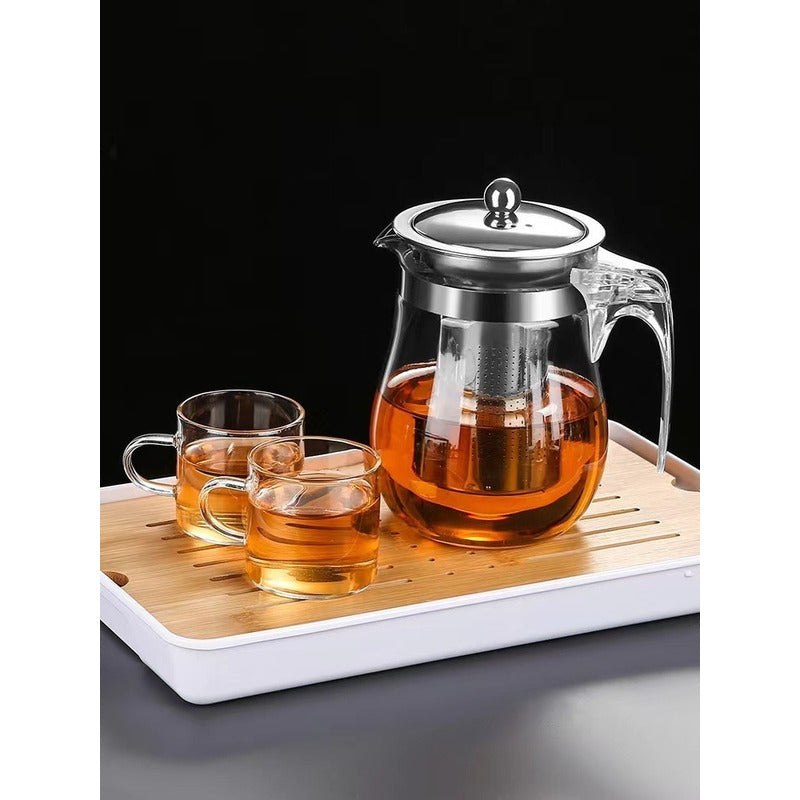 Set Tetera Té Acero Vintage Vidrio 500 Ml Premium - Cukin