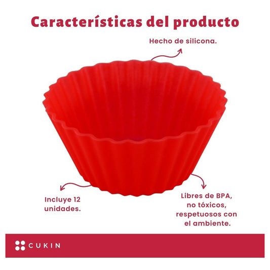 Set X 12 Moldes De Silicona Xl Para Muffin - Øs9cm - Cukin
