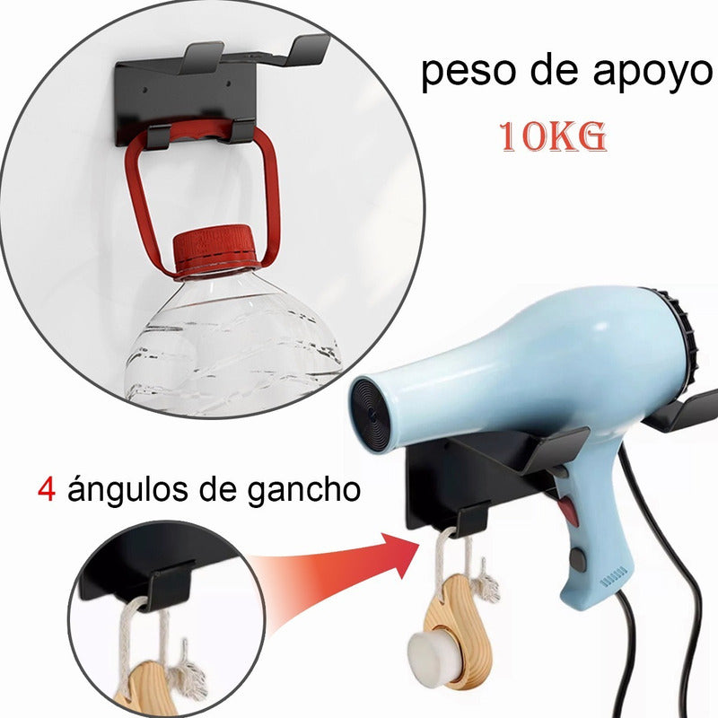 Soporte Secador De Pelo Metálico Adhesivo O Tornillo Norplat