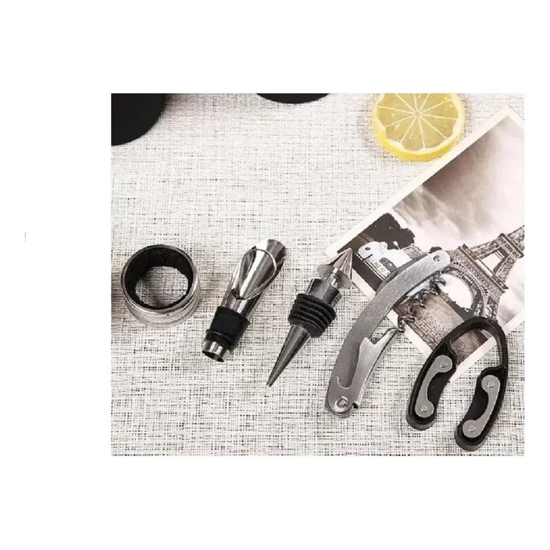 Set Descorchador Y Accessorios Para Vino En Estuche Botella