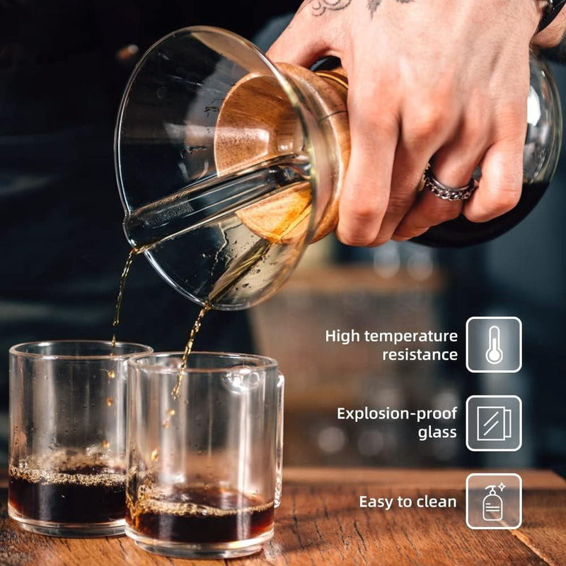 Cafetera Chemex Madera Con Filtro De Acero Inoxidable 400 Ml