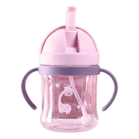 Vaso Antiderrame Norplat Para Bebe Con Bombilla 250ml 360° Rosa Jirafa
