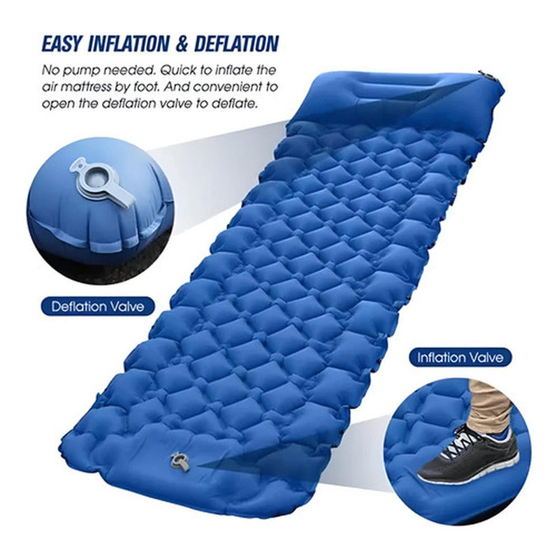 Colchoneta Inflable Plegable Norplat - Acampar Y Senderismo Azul