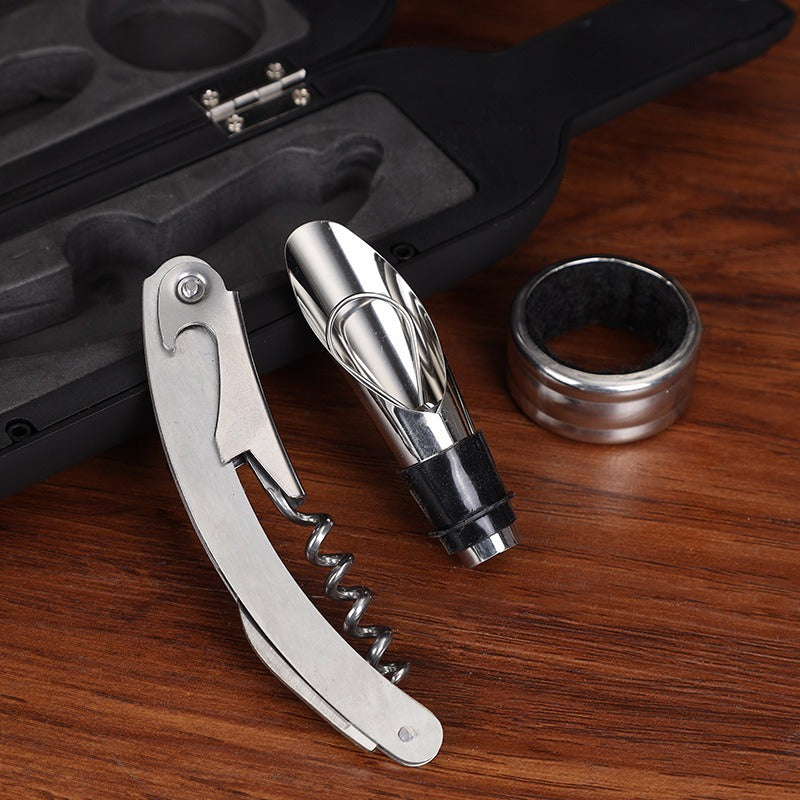 Set Descorchador Y Accessorios Para Vino En Estuche Botella