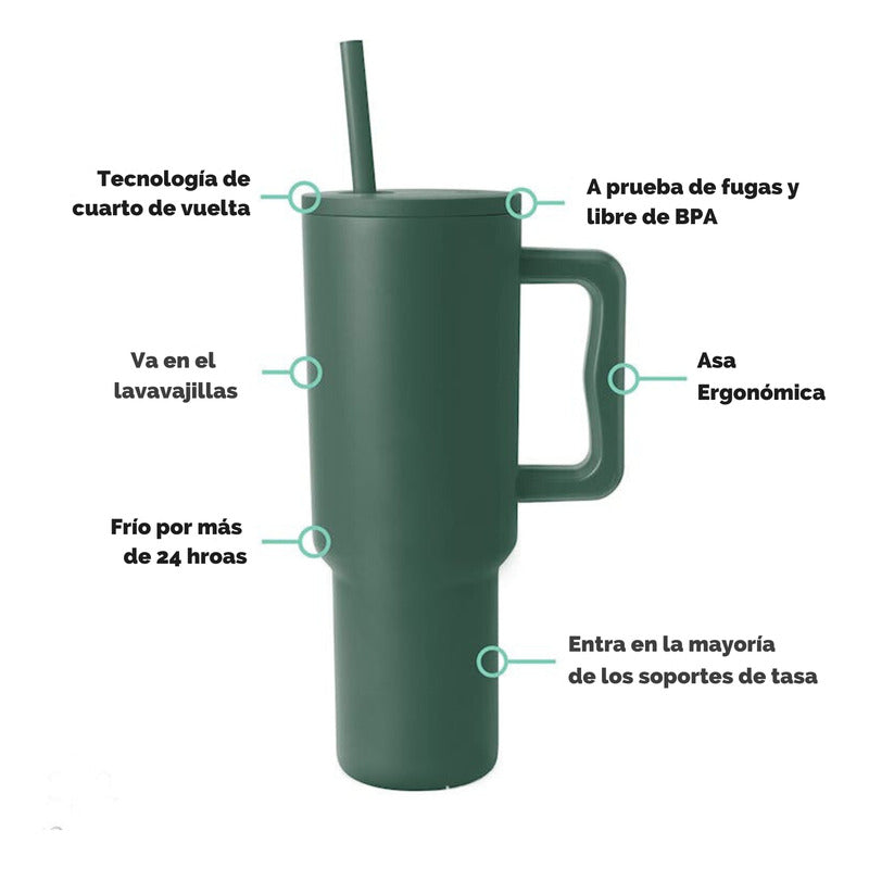 Norplat Tumbler 1180ml Vaso Térmico 40oz 1180ml Con Bombilla