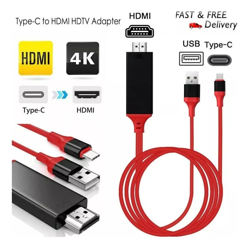 Cable Hdmi Tipo C Usb 3.1 Compatible Emui Mac Samsung Huawei