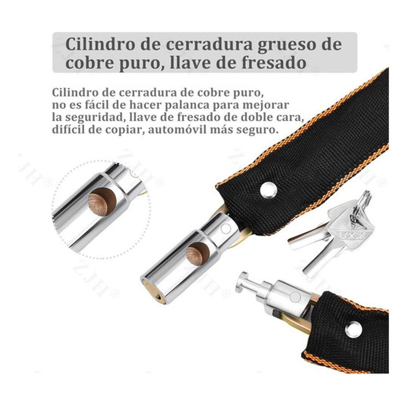Candado Bicicleta Con Cadena Acero Cobertor Textil Norplat