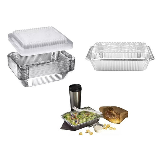 Bandeja / Envase De Aluminio 570 M C/tapa Domo (20 Unidades) Plateado