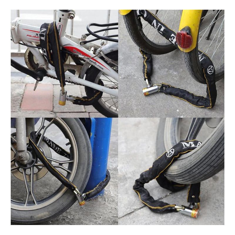 Candado Bicicleta Con Cadena Acero Cobertor Textil Norplat