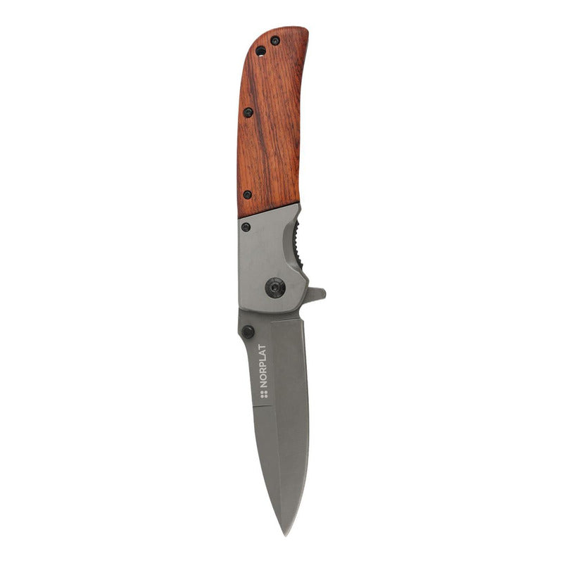 Cuchillo Automatico Norplat Navaja Retractil Mango Madera