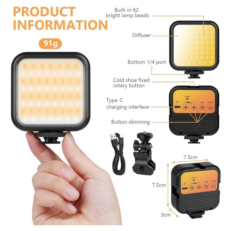 Foco Led Norplat Para Cámara Celular 3000-5500°k 1.2ah 800lm