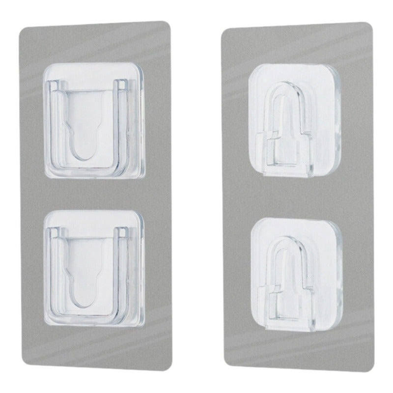 Ganchos De Pared 6x12 Dobles Adhesivos Doble Cara 10 Pares Transparente