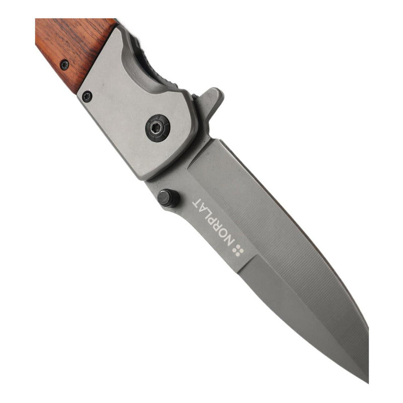 Cuchillo Automatico Norplat Navaja Retractil Mango Madera